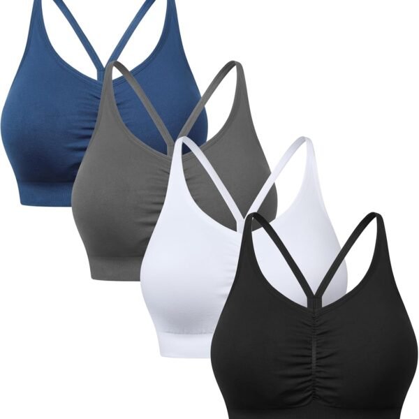 Y Back Sports Bras for Women High Impact Spaghetti Thin Strap Fitness Gym Activewear Workout Yoga Bra