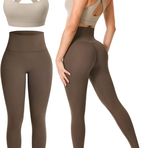 Workout Sets for Women 2 Piece Seamless High-Waisted Leggings & Cross Back Padded Sports Bra for Yoga Pilates