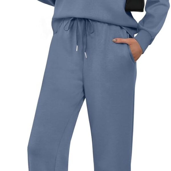 Lounge Sets for Women 2026 V Neck 2 Piece Outfits Airport Wide Leg Pants Matching Set Sweatsuits
