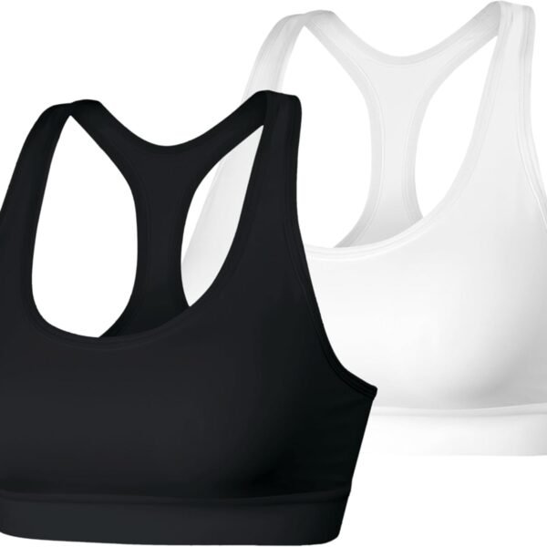 Women's Wireless Racerback Moisture-Wicking Stretch Sports Bra with Compression Support, 1 or 2 Pack