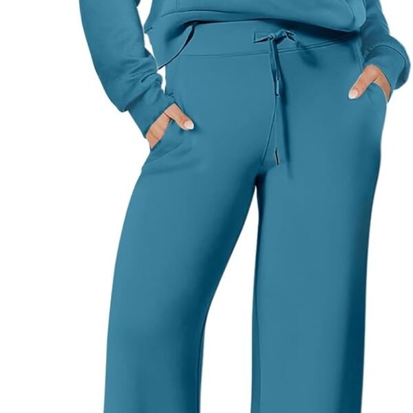 Women 2 Piece Outfits 2026 Fall Fashion Airport Wide Leg Pants Lounge Set Leisure Travel Vacation Clothes Sweatsuits