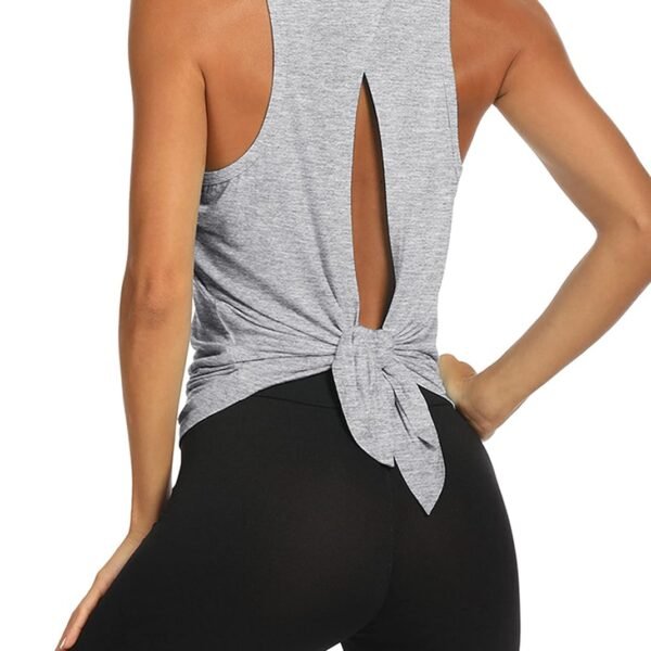 Workout Tops Open Back Shirts Gym Athletic Clothes Tie Back Musle Tank for Women