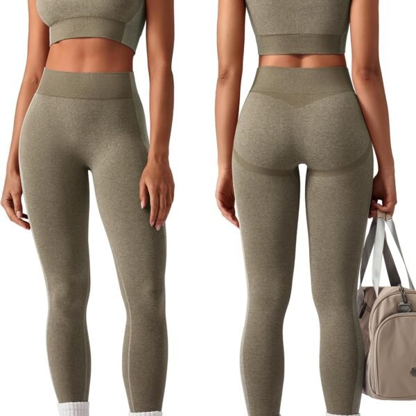 Womens Workout Sets 2 Piece Seamless Square Neck Sports Bra Padded Butt Lifting Leggings High Waist Yoga Gym Outfits